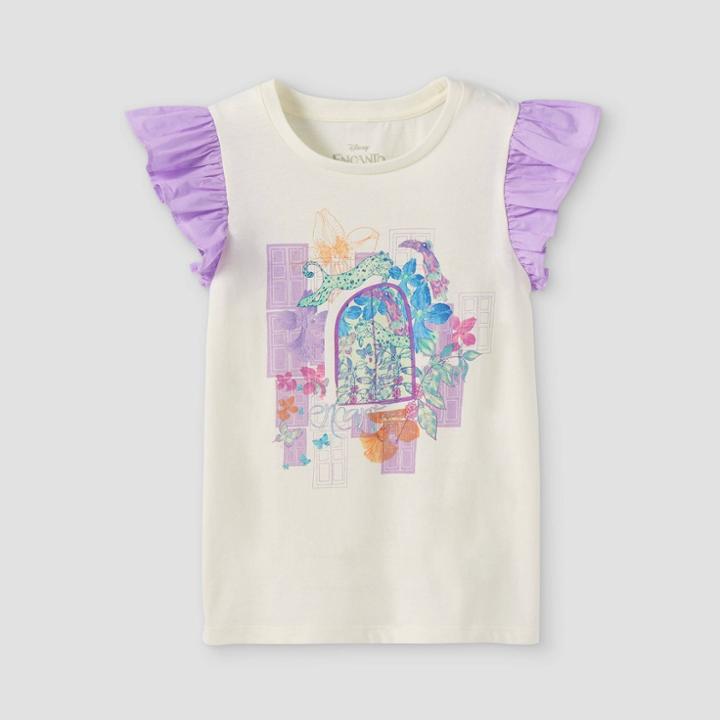Girls' Disney Encanto Short Sleeve Designer Graphic T-shirt - Purple/off-white