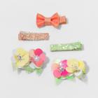 Toddler Girls' 5pk Flower Salon Hair Clips - Cat & Jack Green/orange