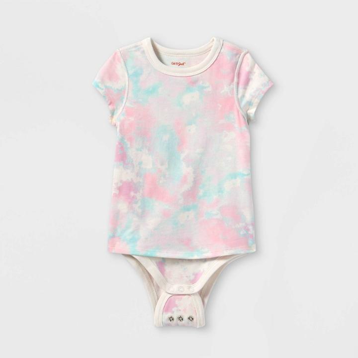 Toddler Girls' Adaptive Tie-dye Short Sleeve Bodysuit - Cat & Jack Almond Cream 5t, Brown/ivory