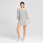 Women's Striped Button Front Dress - Almost Famous (juniors') Black/white