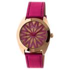 Women's Boum Etoile Glitter-inlaid Dial Leather Strap Watch-hot Pink, Hot Pink