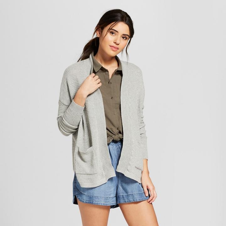 Women's Curved Hem Cardigan - Universal Thread Heather Gray