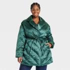 Women's Plus Size Puffer Jacket - Ava & Viv Teal Green