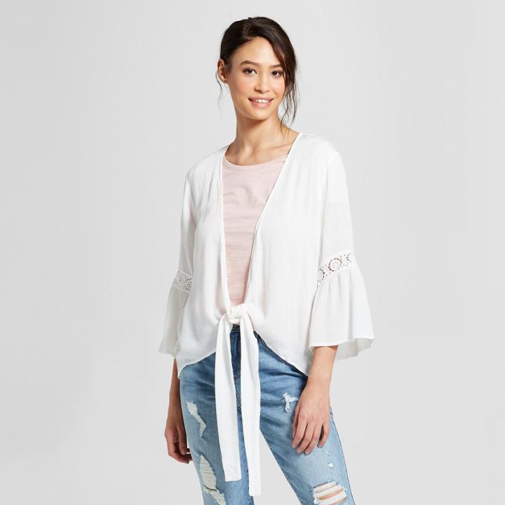 Women's Tie Front Kimono - Xhilaration White