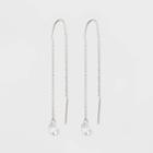 Round Clear Crystal Threader Earrings - A New Day Silver, Women's