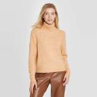 Women's Turtleneck Pullover Sweater - A New Day Beige