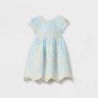 Mia & Mimi Toddler Girls' Floral Lace Short Sleeve Dress - Blue