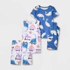 Carter's Just One You Girls' 4pc Dino-norwall Pajama Set - Blue/purple