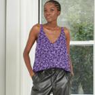 Women's Floral Print Essential Tank Top - A New Day Violet