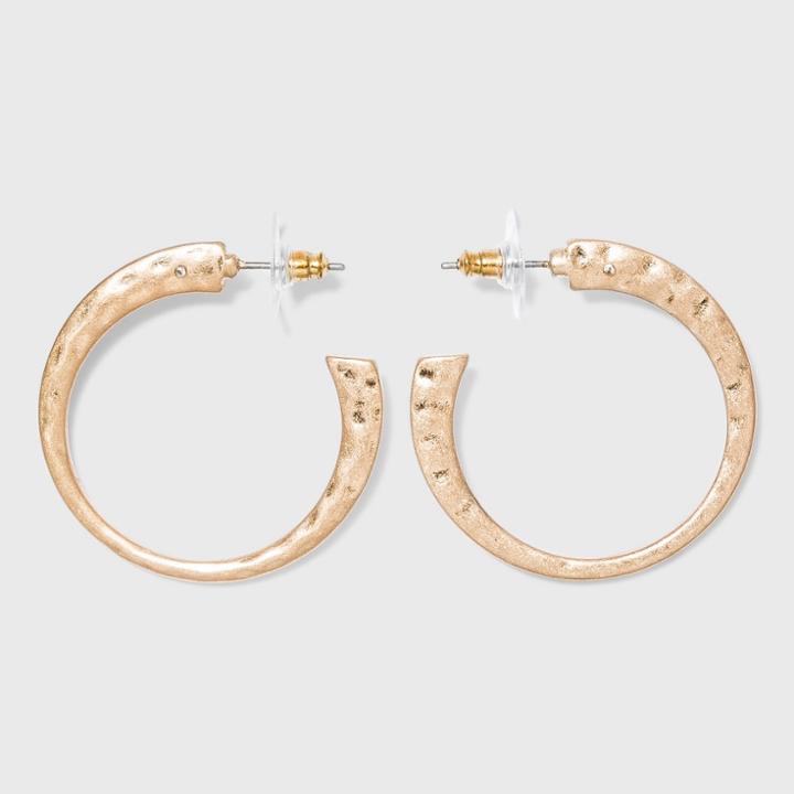 Worn Gold Hammered Metal Hoop Earrings - Universal Thread Gold