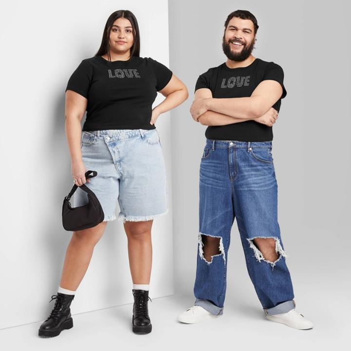 Plus Size Short Sleeve Fitted T-shirt - Wild Fable Black