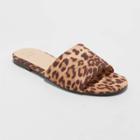 Women's Heidi Wide Width Leopard Print Slide Sandals - A New Day Brown