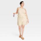 Women's Plus Size Tie-front Romper - Universal Thread Cream