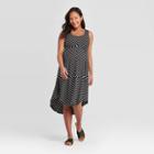 Maternity Striped Sleeveless Knit Bias Midi Dress - Isabel Maternity By Ingrid & Isabel Black/white L, Women's, Size: Large, Black White