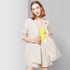 Women's Striped Oversized Double Breasted Blazer - Wild Fable White/black/yellow