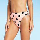 Juniors' Cheeky High Leg High Waist Bikini Bottom - Xhilaration Blush Pink Polka Dot