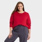 Women's Plus Size Long Sleeve Supima T-shirt - A New Day Red