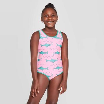 Girls' Waves For Days One Piece Rash Guard Swimsuit Set - Cat & Jack Aqua Xl, Girl's, Blue