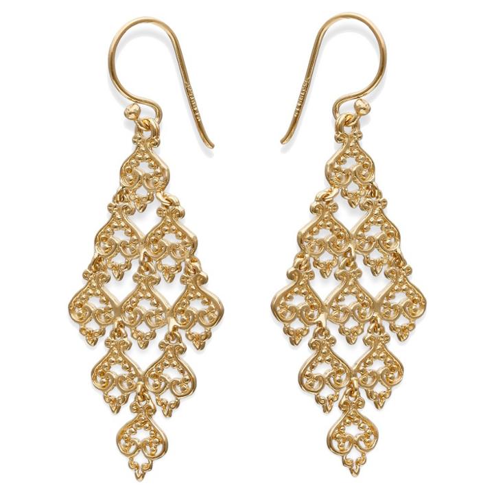 Treasure Lockets Filigree Drop Kite Earring In Vermeil - Gold