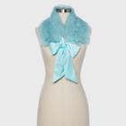 Women's Faux Fur Collar With Tie Front Scarf - A New Day Blue,