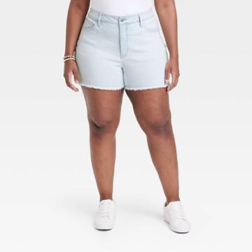 Women's High-rise Denim Shorts - Ava & Viv Light Wash