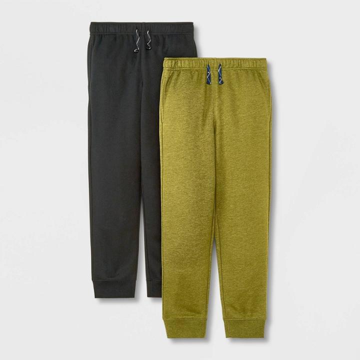 Boys' 2pk Fleece Jogger Sweatpants - Cat & Jack Black/olive Green