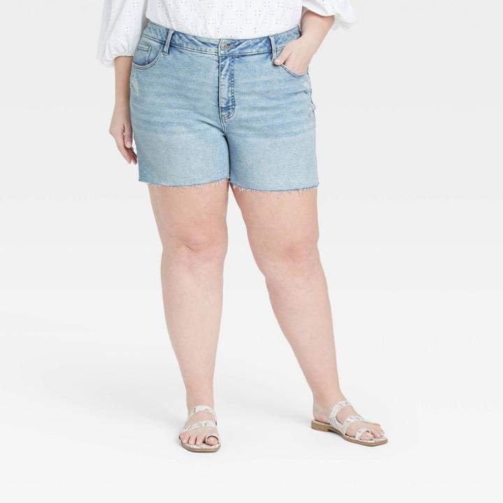 Women's Plus Size Demin Jean Shorts - Ava & Viv