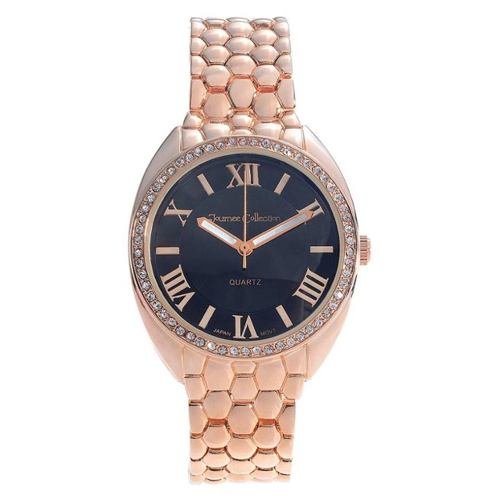Women's Journee Collection Wristwatch With Metal Strap - Rose Gold