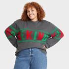 Iml Women's Plus Size Be Kind Holiday Graphic Pullover Sweater - Charcoal Gray