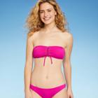 Women's Center Lace-up Bandeau Bikini Top - Shade & Shore Fuschia Pink