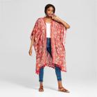 Women's Floral Print Kimono With Tassels - Xhilaration Red