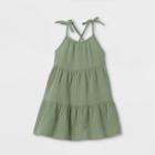 Toddler Girls' Tiered Tank Dress - Cat & Jack Olive Green