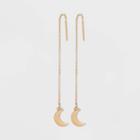 Moon Charm Threader Earrings - Universal Thread Worn Gold