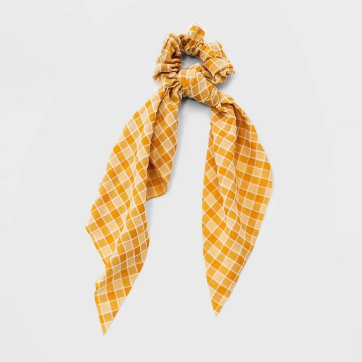Check Fabric Scarf Hair Twister - Universal Thread Yellow