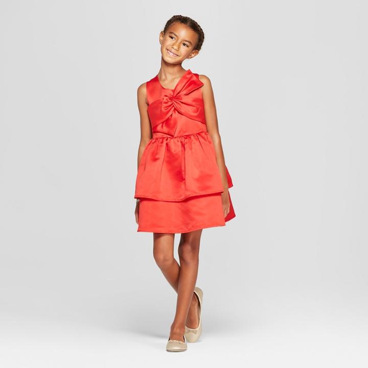 Girls' Satin Dress With Bow - Cat & Jack Red