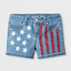 Plus Size Girls' Folded Hem Stripe Shorts - Cat & Jack Light Wash