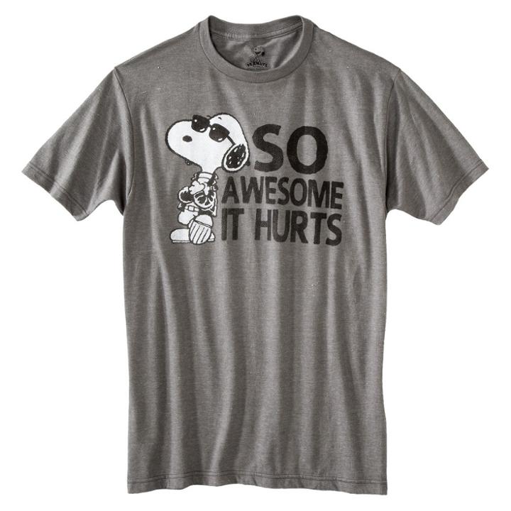 Peanuts Men's Snoopy So Awesome T-shirt - Charcoal