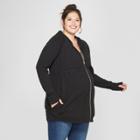 Maternity Plus Size Long Sleeve Zip Hoodie - Isabel Maternity By Ingrid & Isabel Black