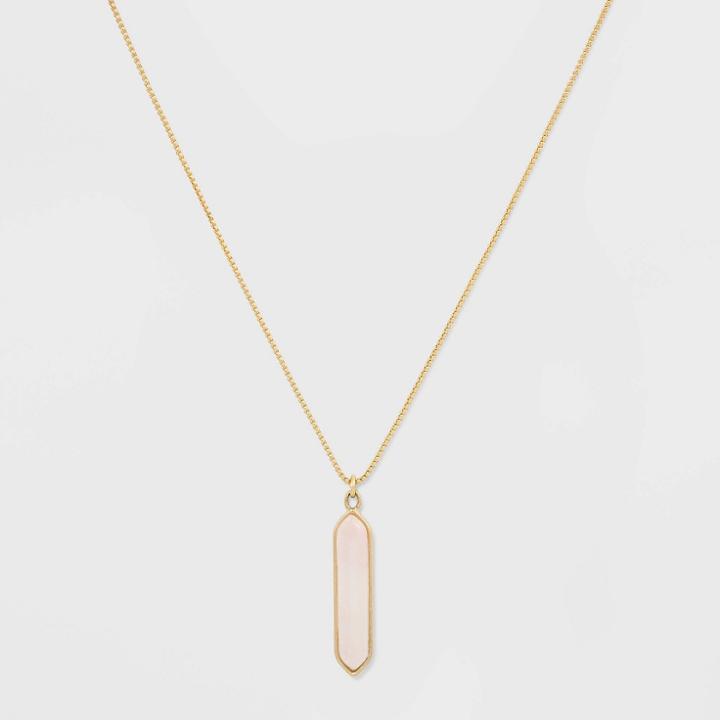 Recycled Metal With Semi-precious Rose Quartz Stones Pendant Necklace - Universal Thread Rose, Women's, Pink