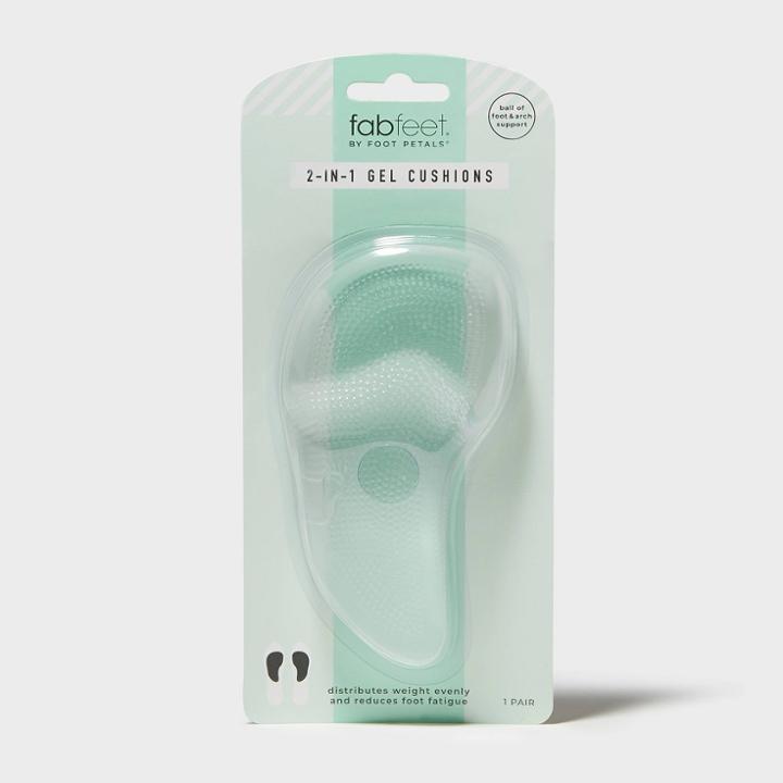 Women's Fab Feet By Foot Petals Heel & Arch Support Insoles Shoe Cushion Clear - 1 Pair,