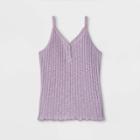 Girls' Rib-knit Button-front Henley Cami Tank Top - Art Class Purple