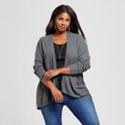 Women's Plus Size Textured Open Cardigan - Ava & Viv Charcoal Gray