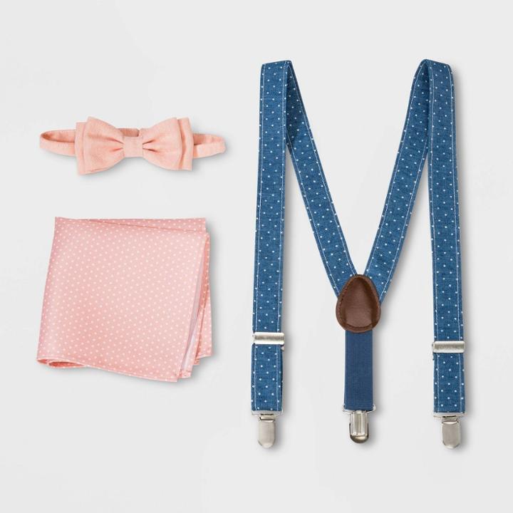 Boys' Dot Tie And Suspender Set - Cat & Jack Peach, Boy's, Size: One Size, Orange Blue