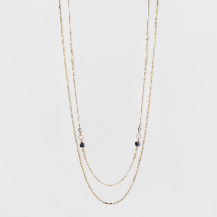 Target Channels Double Long Necklace - A New Day Blue/gold