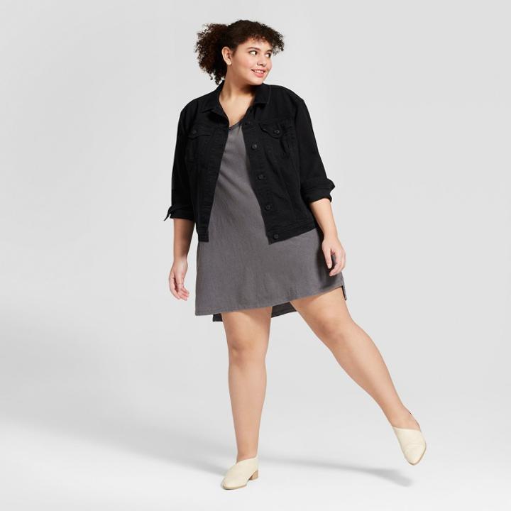 Women's Plus Size Short Short Sleeve Knit Shirt Dress - Universal Thread Gray