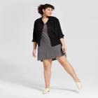 Women's Plus Size Short Short Sleeve Knit Shirt Dress - Universal Thread Gray