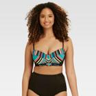 Beach Betty By Miracle Brands Women's Striped Slimming Control Deco Print Longline Bikini - M,