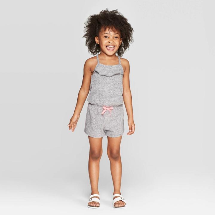 Toddler Girls' Solid Romper - Cat & Jack Gray
