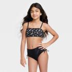 Girls' 2pc Vintage Daisy Surf High-waist Bikini Set - Art Class Black