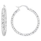Target Silver Plated Brass Diamond Cut Hoop (40mm), Women's,